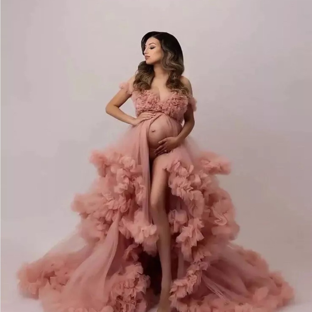 Elegant Pink Maternity Gown